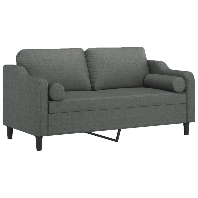2-Seater Sofa with Throw Pillows Dark Grey 140 cm Fabric