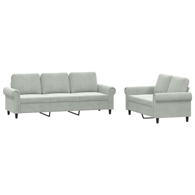 2 Piece Sofa Set with Cushions Light Grey Velvet