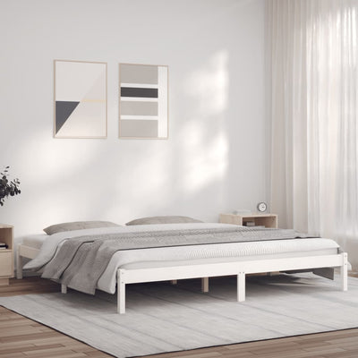 Bed Frame White 183x203 cm King Size Solid Wood Pine