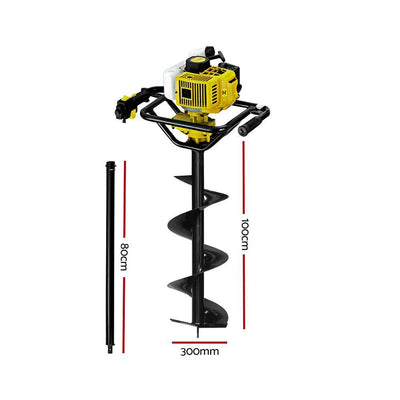 Giantz 92CC Post Hole Digger Petrol Auger Drill Borer Fence Earth Power 300mm Payday Deals