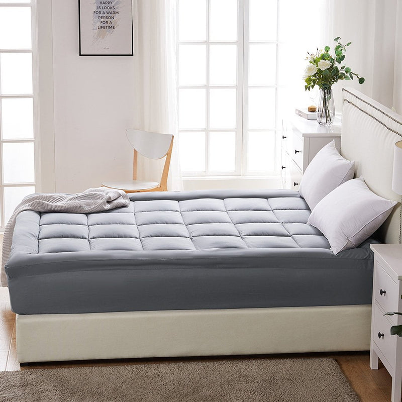 Dreamz Mattress Topper Bamboo Fibre Luxury Pillowtop Mat Protector Cover King - Payday Deals