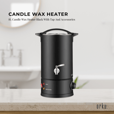 8L Candle Wax Heater Black With Tap And Accessories - Candle Wax Melter Payday Deals