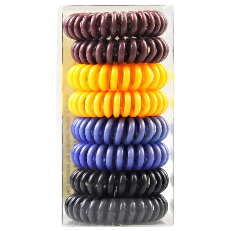 8x Indulge Hair Elastic Ties Bands Spiral Assorted Colours In Display Box Payday Deals
