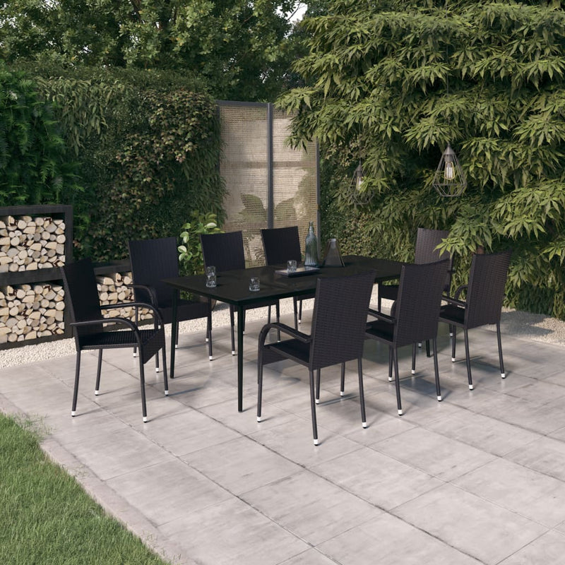 9 Piece Garden Dining Set Black Payday Deals