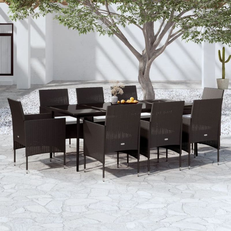 9 Piece Garden Dining Set with Cushions Black Payday Deals