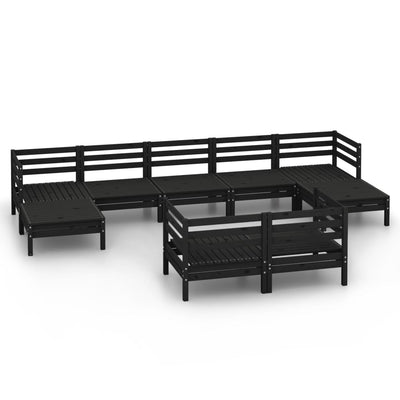 9 Piece Garden Lounge Set Black Solid Pinewood Payday Deals