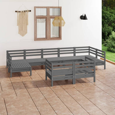 9 Piece Garden Lounge Set Grey Solid Pinewood Payday Deals