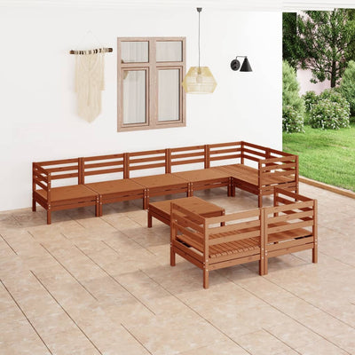 9 Piece Garden Lounge Set Solid Pinewood Honey Brown Payday Deals