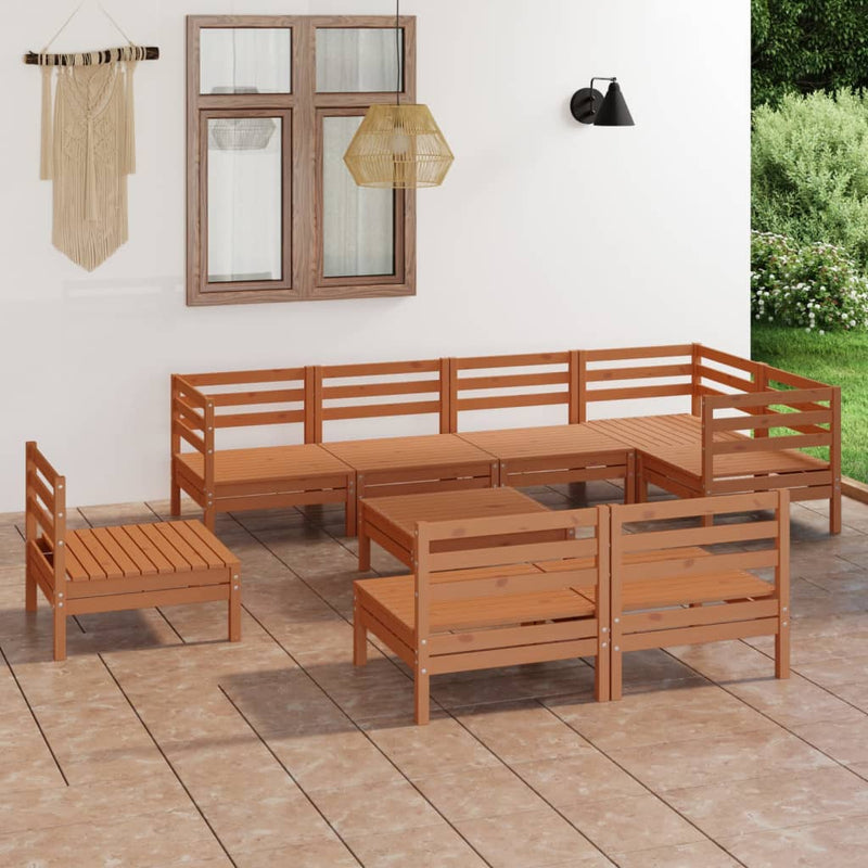 9 Piece Garden Lounge Set Solid Pinewood Honey Brown Payday Deals