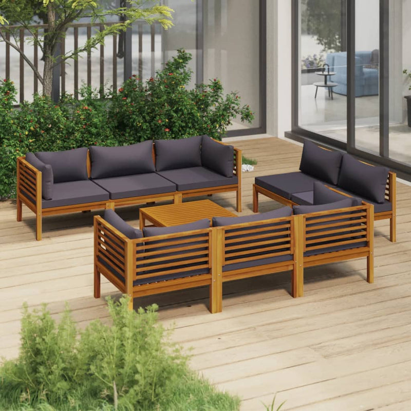 9 Piece Garden Lounge Set with Cushion Solid Acacia Wood Payday Deals