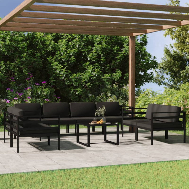 9 Piece Garden Lounge Set with Cushions Aluminium Anthracite Payday Deals