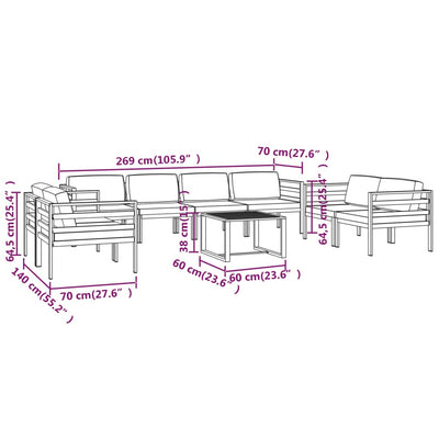 9 Piece Garden Lounge Set with Cushions Aluminium Anthracite Payday Deals