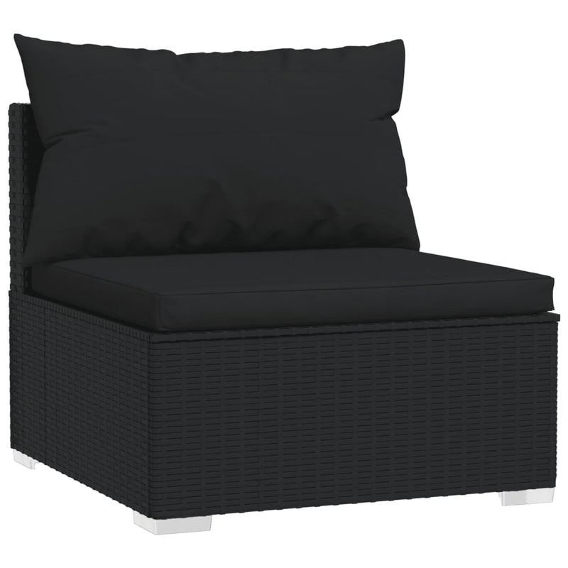 9 Piece Garden Lounge Set with Cushions Black Poly Rattan Payday Deals
