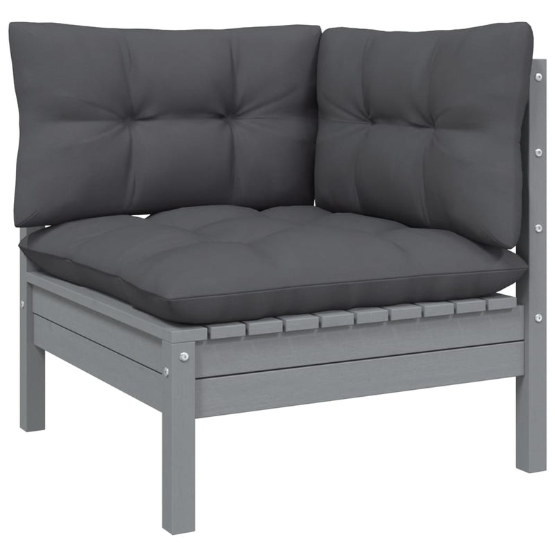 9 Piece Garden Lounge Set with Cushions Grey Solid Pinewood Payday Deals