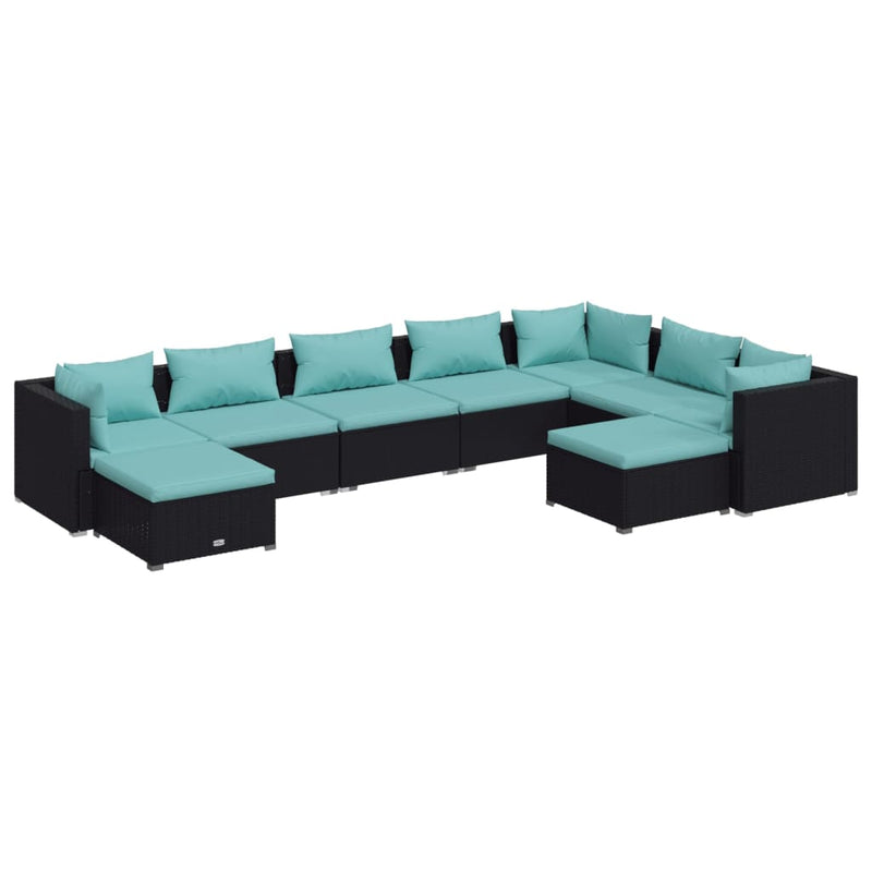 9 Piece Garden Lounge Set with Cushions Poly Rattan Black Payday Deals