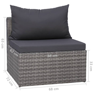 9 Piece Garden Lounge Set with Cushions Poly Rattan Grey Payday Deals