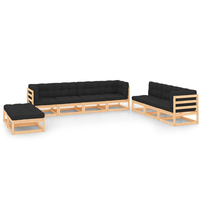 9 Piece Garden Lounge Set with Cushions Solid Pinewood Payday Deals