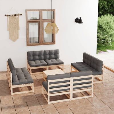 9 Piece Garden Lounge Set with Cushions Solid Pinewood Payday Deals