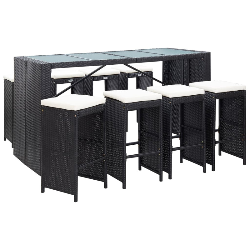 9 Piece Outdoor Bar Set Poly Rattan Black Payday Deals