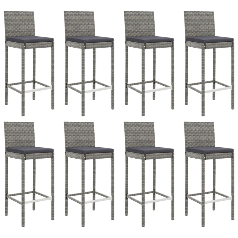 9 Piece Outdoor Bar Set with Cushions Grey Poly Rattan Payday Deals