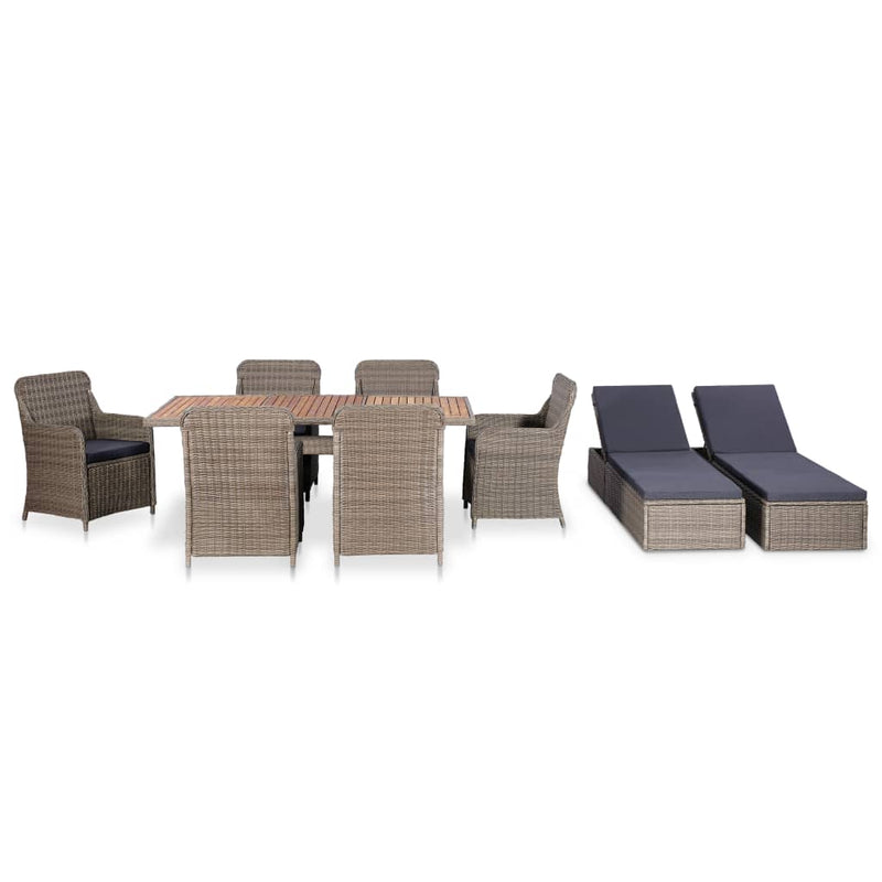 9 Piece Outdoor Dining Set Poly Rattan Brown Payday Deals