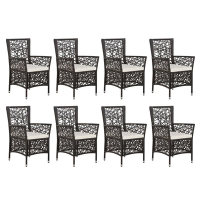 9 Piece Outdoor Dining Set Poly Rattan Brown Payday Deals