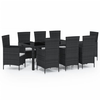 9 Piece Outdoor Dining Set with Cushions Poly Rattan Payday Deals