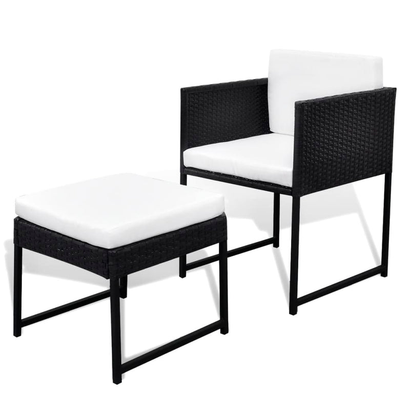 9 Piece Outdoor Dining Set with Cushions Poly Rattan Black Payday Deals