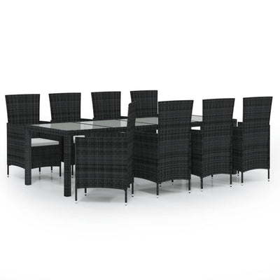 9 Piece Outdoor Dining Set with Cushions Poly Rattan Brown Payday Deals