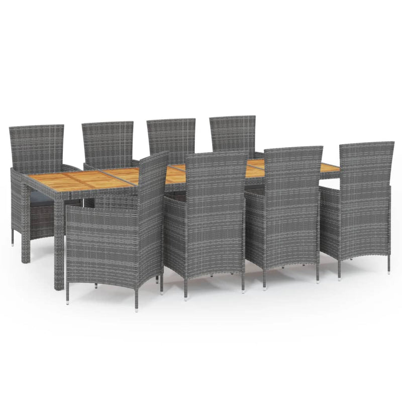 9 Piece Outdoor Dining Set with Cushions Poly Rattan Grey Payday Deals