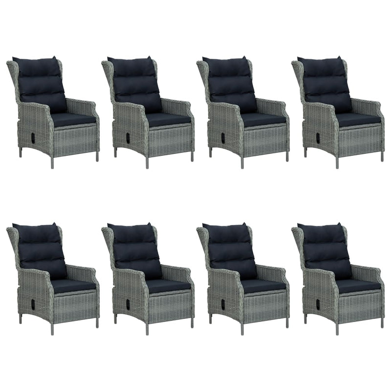 9 Piece Outdoor Dining Set with Cushions Poly Rattan Light Grey Payday Deals