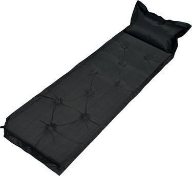 9-Points Self-Inflatable Polyester Air Mattress With Pillow - BLACK