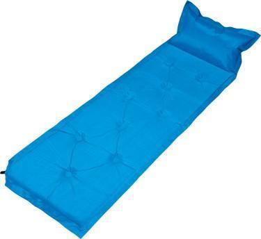 9-Points Self-Inflatable Polyester Air Mattress With Pillow - BLUE