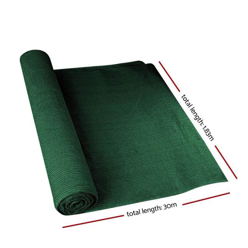 90% Sun Shade Cloth Shadecloth Sail Roll Mesh 1.83x30m 195gsm Green
