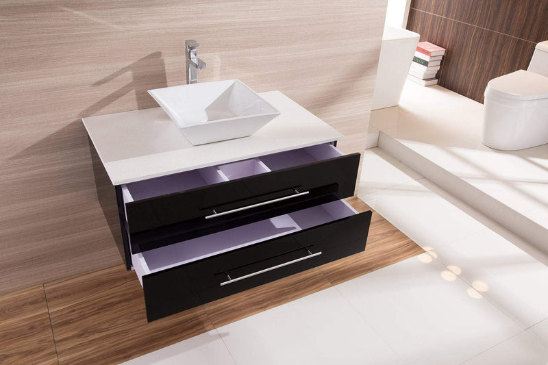 900mm Wall Hung Bathroom Vanity Unit With Stone Top, Basin - Della Francesca
