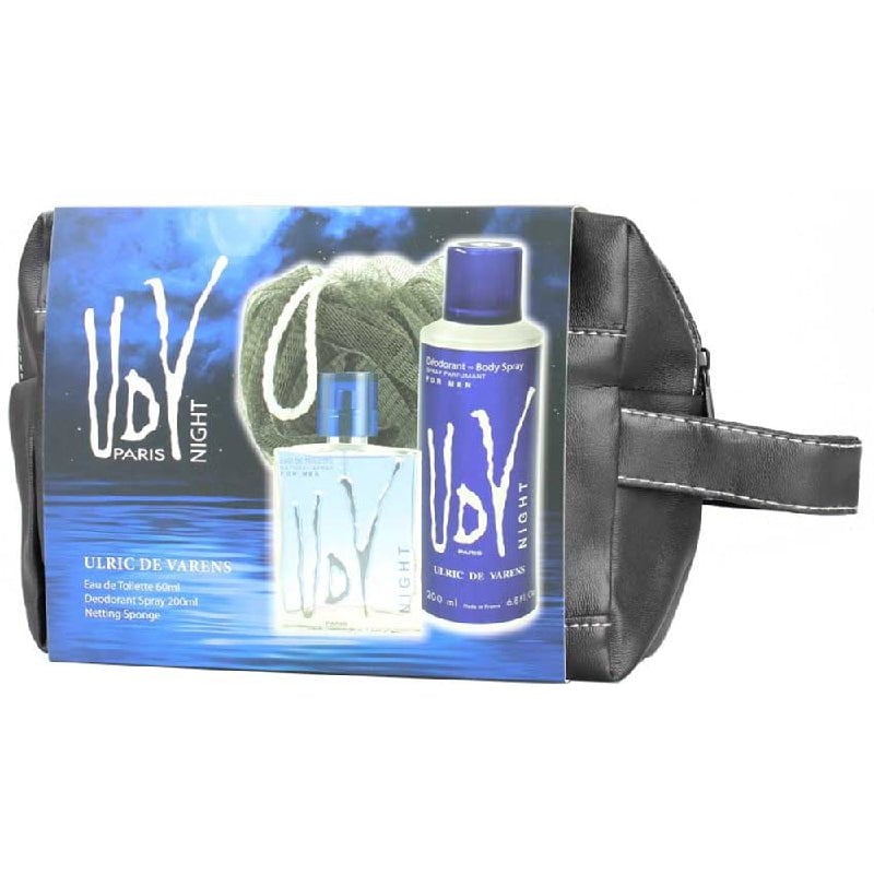 Ulric De Varens Night EDT Deodorant Spray Netting Sponge Wetpack Men Gift Pack