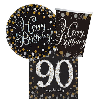 90th Birthday Sparkling Celebration 8 Guest Tableware Pack Payday Deals