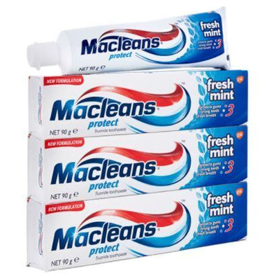 3x Macleans 90g  Formulation Fluoride Toothpaste Protect Fresh Mint