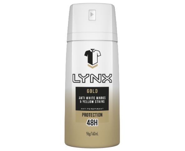 Lynx 160ml Gold Anti White Marks & Yellow Stains 48H Antiperspirant Deodorant