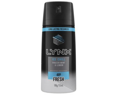 Lynx 155mL Body Spray Ice Chill Fresh Frozen Mint & Lemon