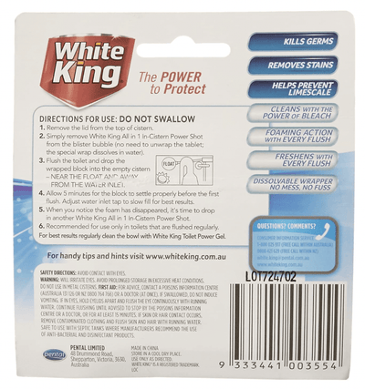 White King All In One Bleach Cleaning In-Cistern Power Shots - Bleach and Blue