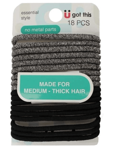1 Pack of 18 Scunci Essential Style Hair Tie For Medium Bulk Elastic - Thick Hair