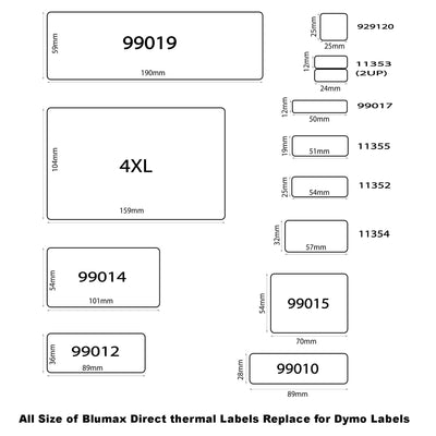 96x Blumax Alternative for Dymo #99014 54mm x 101mm 260L Transparent  Labels