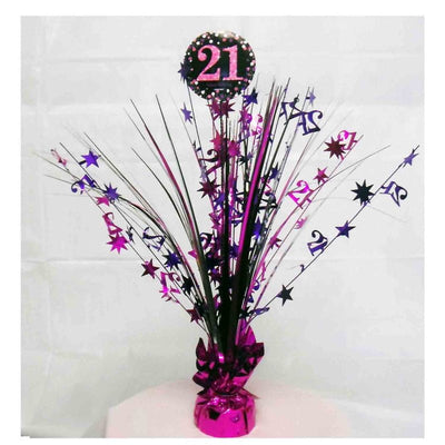 Pink Sparkling Celebration 21st Birthday Centerpiece Spray Decoration