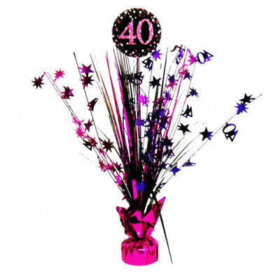 Pink Sparkling Celebration 40th Birthday Centerpiece Spray Decoration