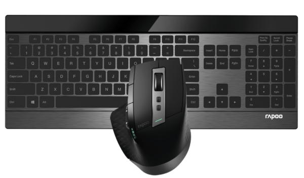 RAPOO 9900M Multi-mode Wireless Ultra-slim Keyboard & Mouse - Bluetooth 3.0, 4.0, 2.4G Multi-Mode Switch, Ultra-Slim Keys, Adjustable DPI