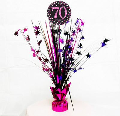 Pink Sparkling Celebration 70th Birthday Centerpiece Spray Decoration