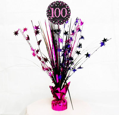 Pink Sparkling Celebration 100th Birthday Centerpiece Spray Decoration