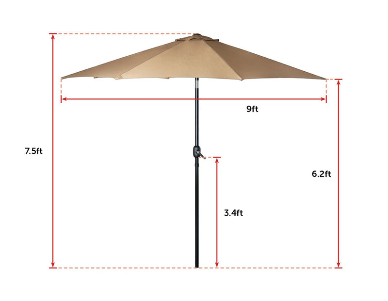 9FT Patio Umbrella Outdoor Garden Table Umbrella with 8 Sturdy Ribs Payday Deals