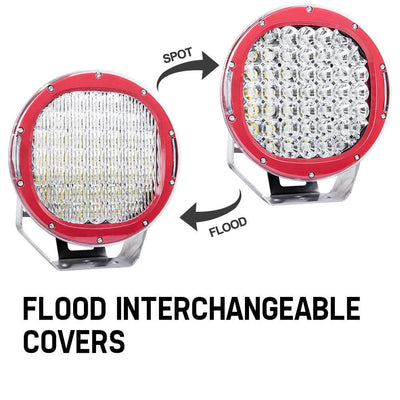 9inch 225W CREE LED Spot LED Driving Lights Offroad Round Spotlights RED